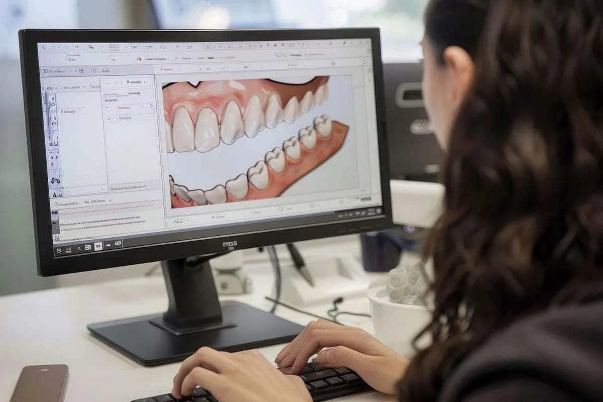 Digital smile design software displayed on clinic monitor