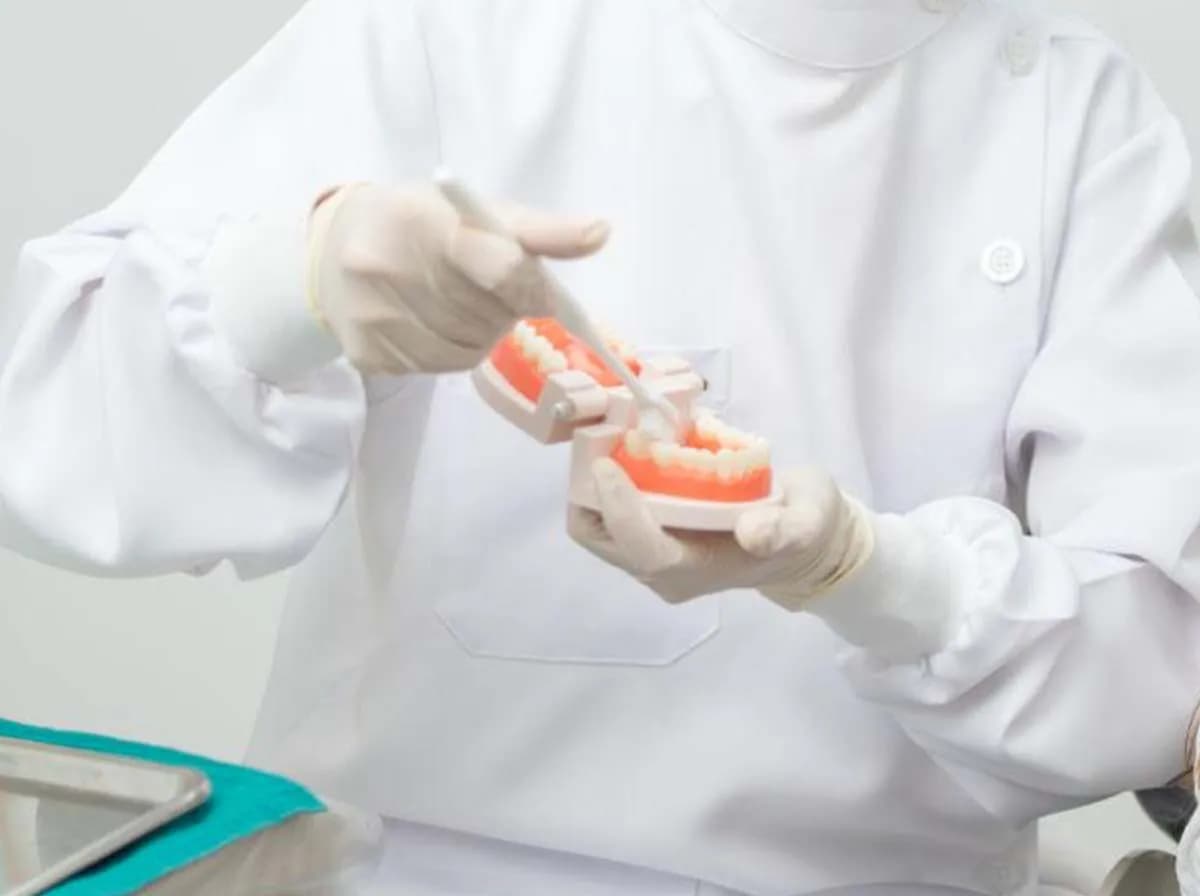 Dentist explaining home care instructions to patient